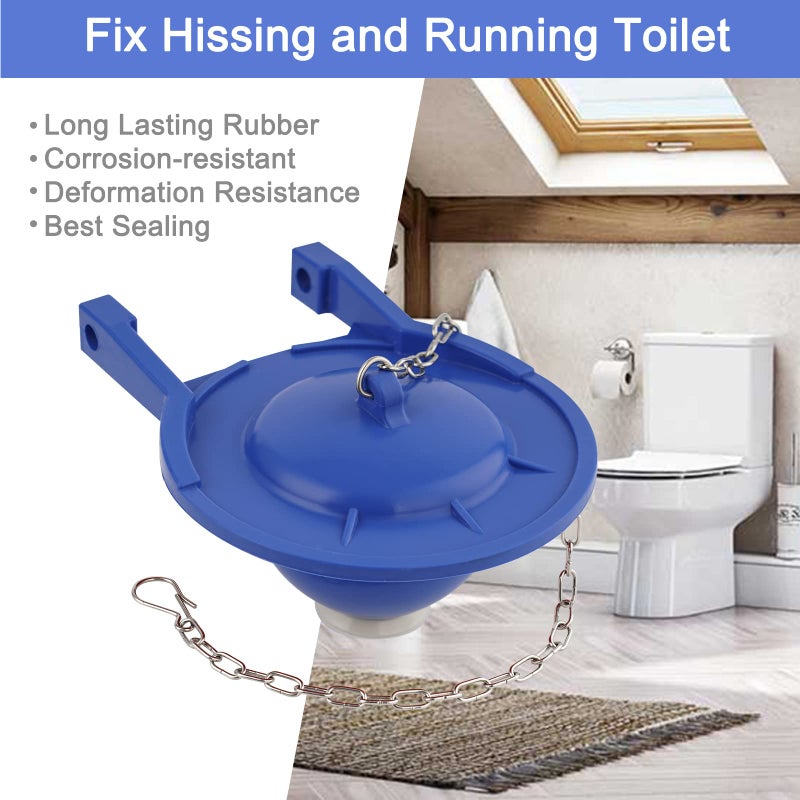iFealClear Toilet Flapper Compatible with TOTO Flapper Model THU140S, Replaces 3-Inch Flappers Long Lasting Rubber Seal Water Conserve- Including Stainless Steel Chain and Hook, Easy to Install (Pack of 1, Blue) - Image 3